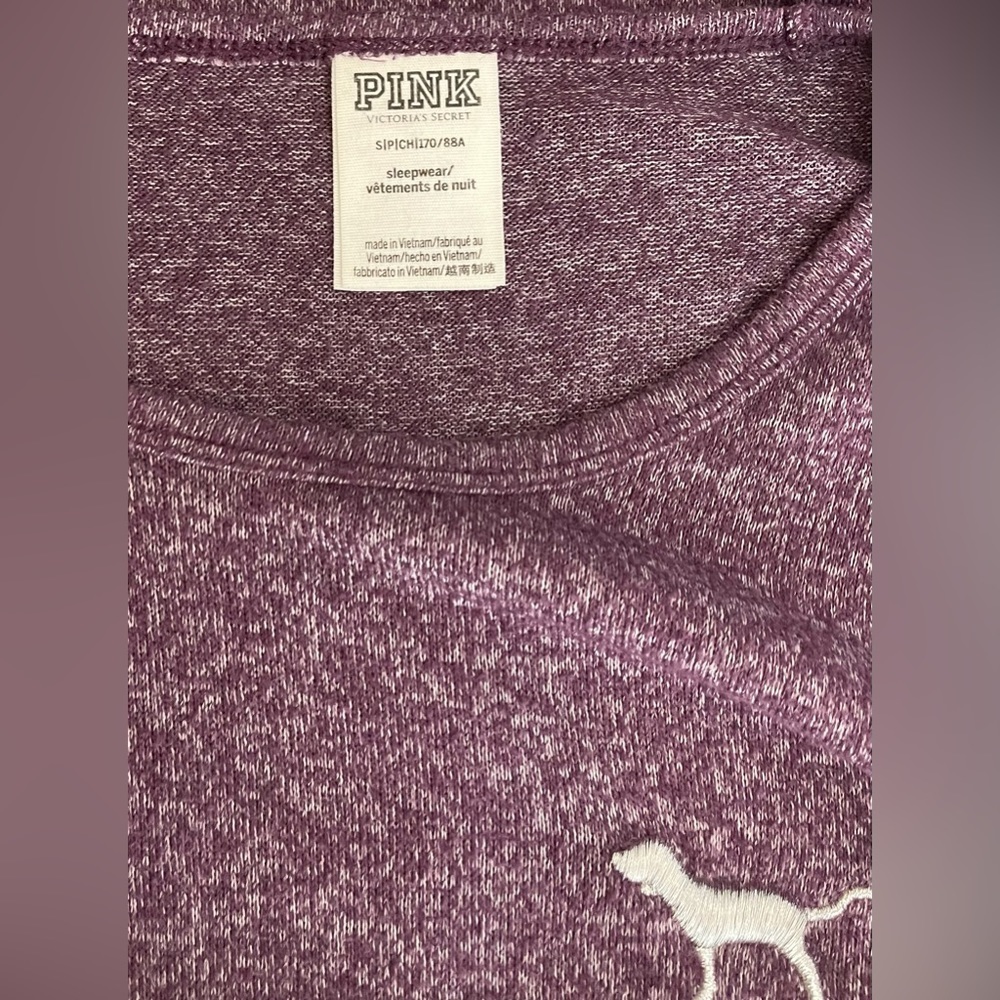✅SOLD-PINK Victorias Secret | Pajama Top Luscious Plum Silver Dog Logo Shirt - Picture 7 of 8